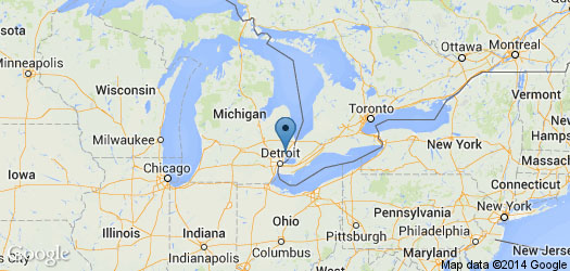 Map of Michigan showing Foam Factory's location in relation to Detroit